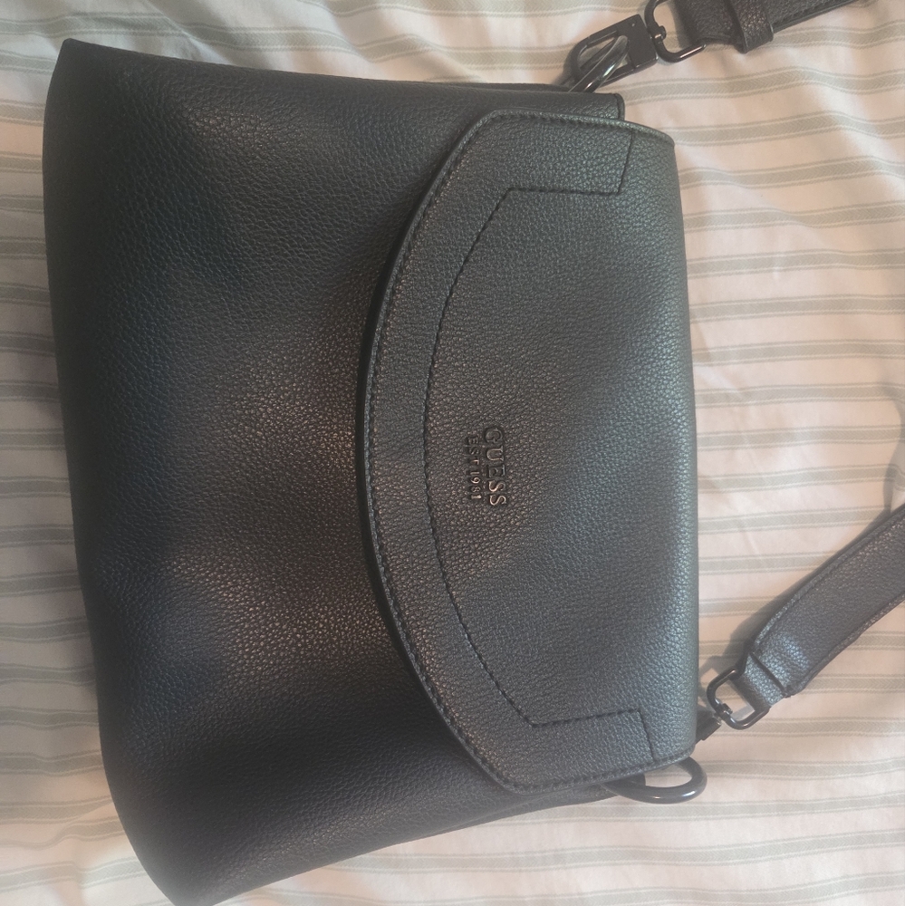 Guess Black Pebbled Leather Crossbody